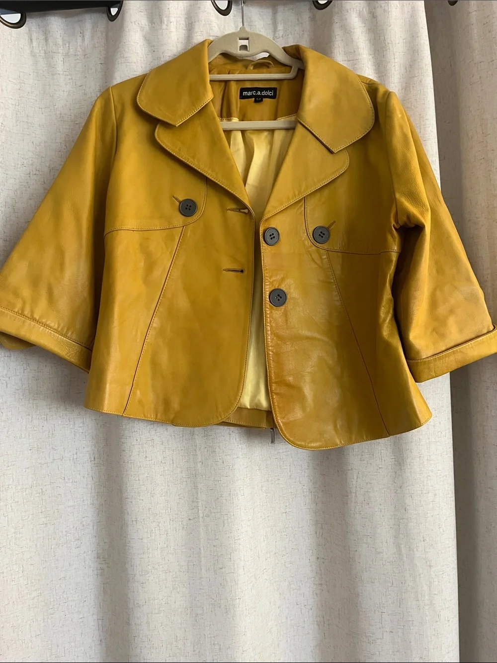MARC A DOLCI yellow leather jacket size s